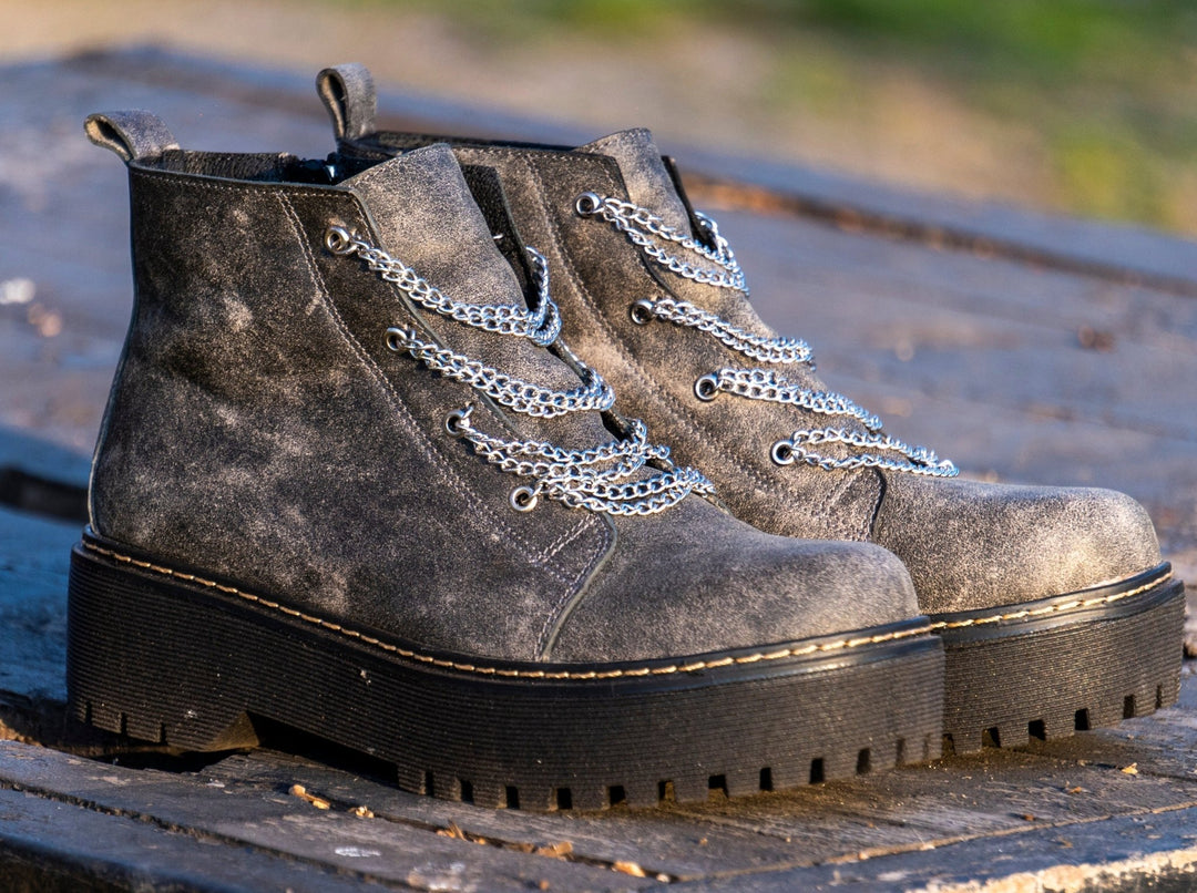 Rapsodia Grafito Cadenas de cuero - Zapatos mujer | DgraciaShoes