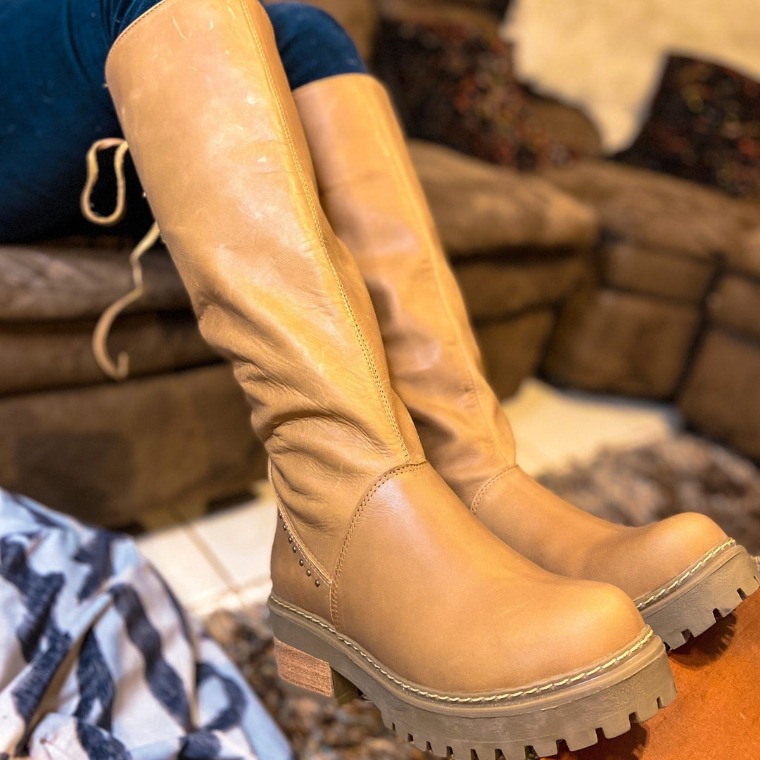 Botas Sara Camel de cuero - Zapatos mujer | DgraciaShoes