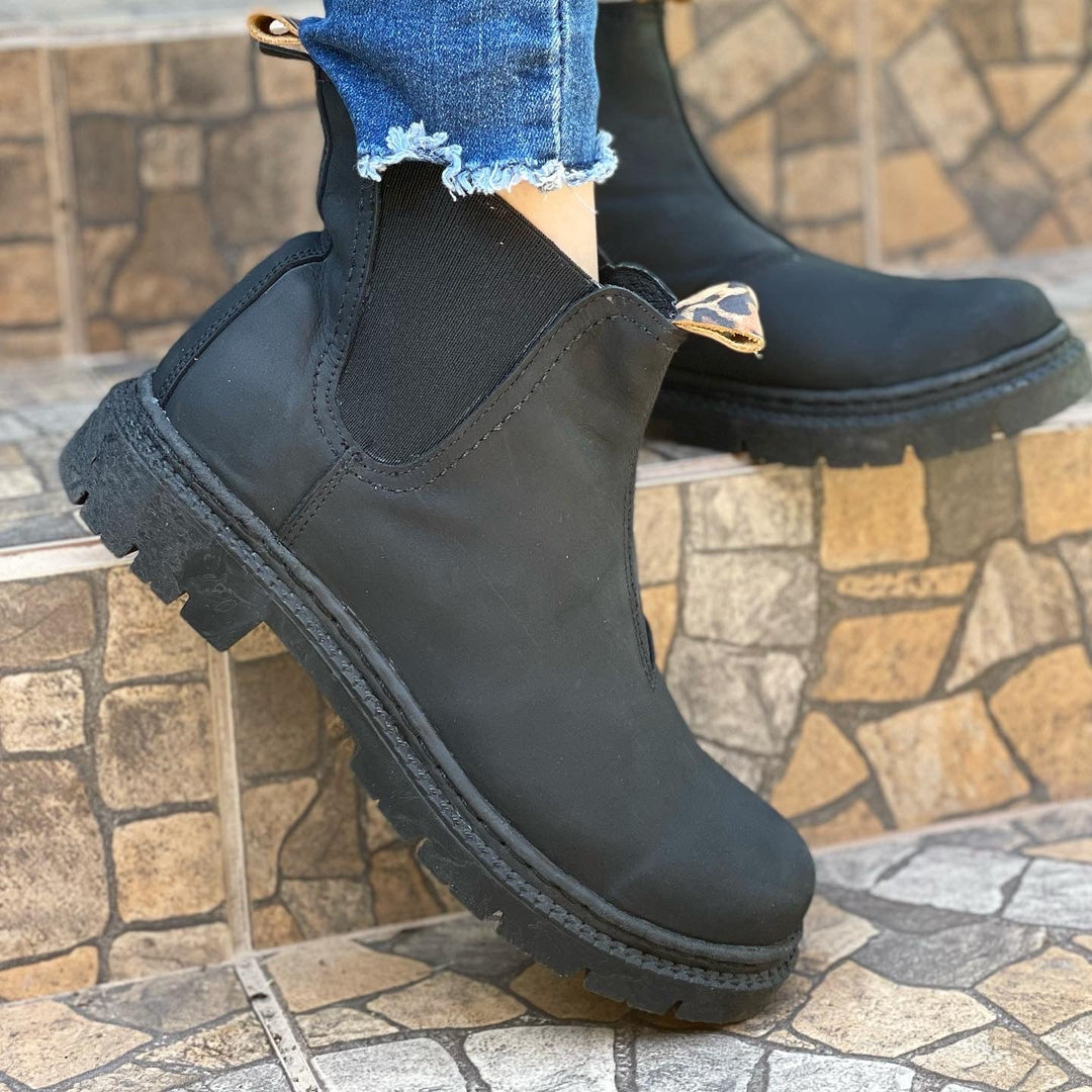 Bototos Amanda Black Print de cuero - Zapatos mujer | DgraciaShoes