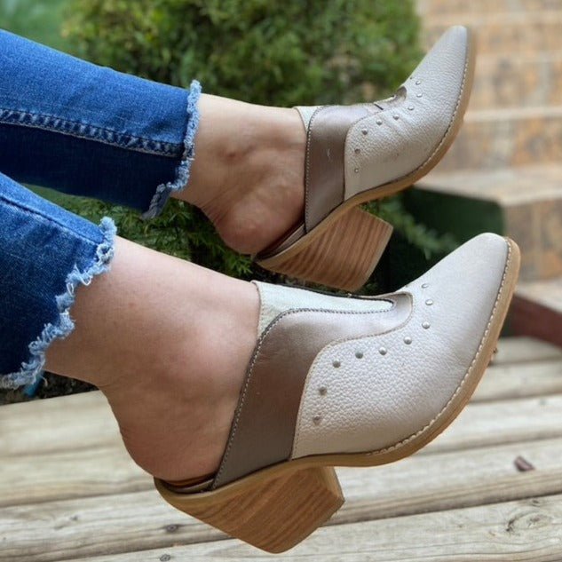 Puntilla Fernanda Blanco plata de cuero - Zapatos mujer | DgraciaShoes