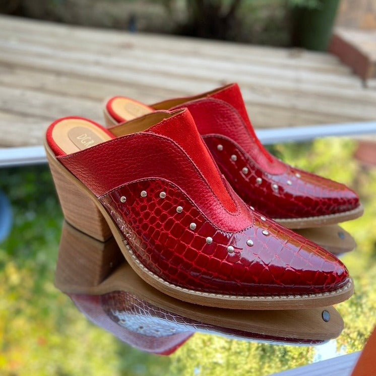 Puntilla Fernanda Rojo de cuero - Zapatos mujer | DgraciaShoes