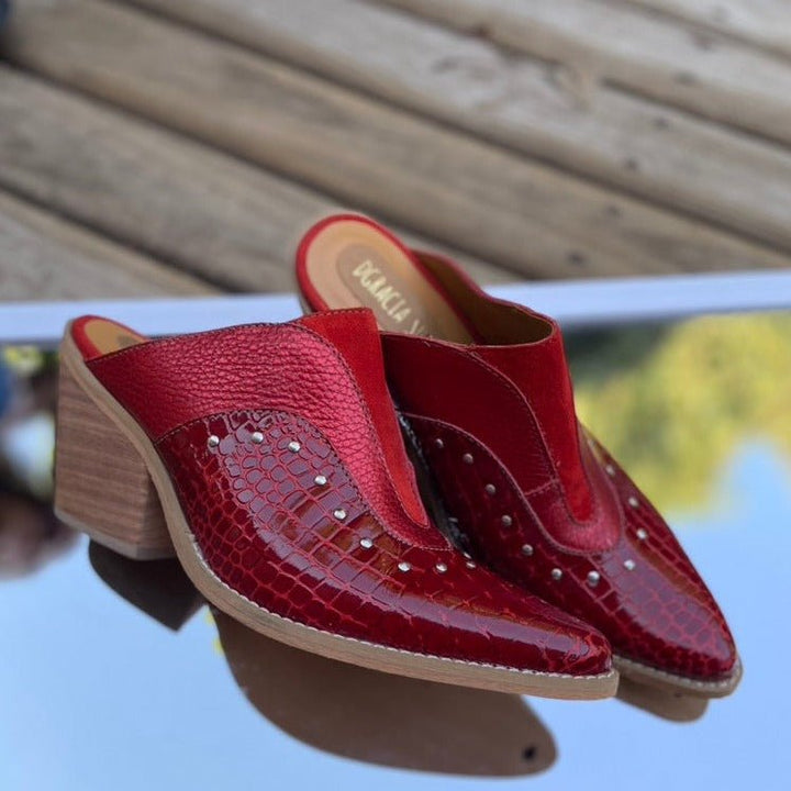 Puntilla Fernanda Rojo de cuero - Zapatos mujer | DgraciaShoes
