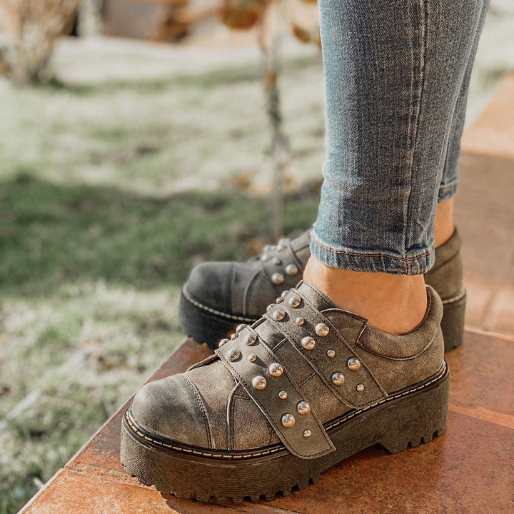 Rocky grafito de cuero - Zapatos mujer | DgraciaShoes