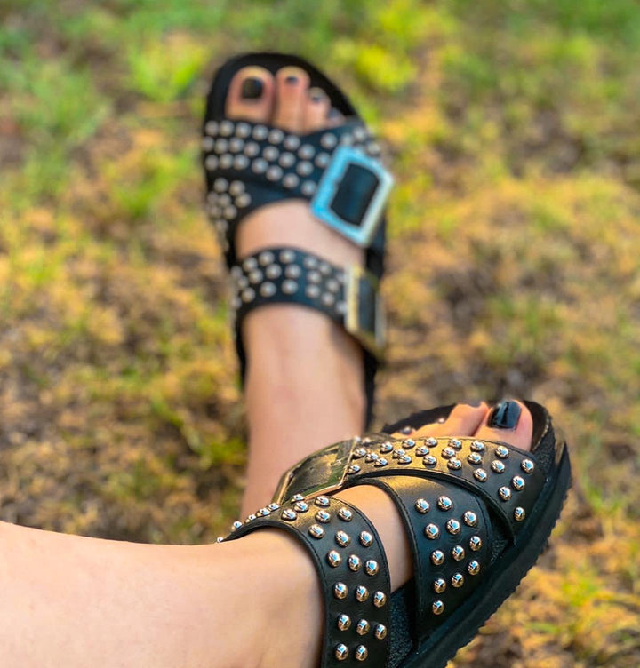 Sandalia Colomba Black de cuero - Zapatos mujer | DgraciaShoes